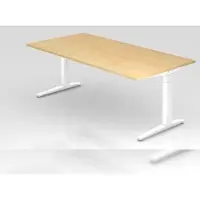 Proregal - Büromöbel mit top Leistungsdaten Schreibtisch Mika | Ahorn | Weißes Gestell | BxT 200x100cm | Arbeitshöhe 65-85cm | höhenjustierbar, 1cm Raster | C-Fuß-Gestell | Rechteckform