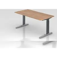 Proregal - Büromöbel mit top Leistungsdaten Schreibtisch Mika | Nussbaum | Graues Gestell poliert | BxT 160x80cm | Arbeitshöhe 65-85cm | höhenjustierbar, 1cm Raster | C-Fuß-Gestell | Rechteckform