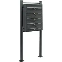 Helloshop26 Bloc 5 Briefkästen 5 Fächer Ständer aus galvanisiertem Stahl anthrazit 16_0000038