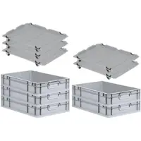 Proregal SparSet 5x Eurobox NextGen Grip mit Auflagedeckel mit 4 Schwarzen Schiebeschnappverschlüssen HxBxT 12 x 40 x 60 cm 23 Liter