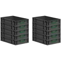 Proregal SparSet 10x Eurobox Nextgen Color HxBxT 12x40x60cm 23 Liter Griffe Grün Geschlossen Schwarz Eurobehälter Transportbox Transportbehälter