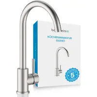 Bächlein Küchenarmatur 360 Grad schwenkbar - gebürsteter Edelstahl – Einhand-Spültischbatterie mit 360° schwenkbarem Auslauf, Wasserhahn für die Küche