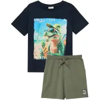 s.Oliver 2-tlg. Set T-Shirt und Bermuda Dino, blau | mehrfarbig, 116