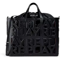 Replay Handtasche Umhängetasche Handbag Black + Cambridge Brown schwarz