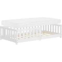 ML-Design Kinderbett 80x160 cm Weiß Bodenbett für Kinder mit Matratze Lattenrost und Rausfallschutz Jugendbett aus massivem Kiefernholz Bettgestell
