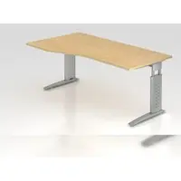Proregal - Büromöbel mit top Leistungsdaten Schreibtisch Mauri | Ahorn | Silber Gestell | BxT 180x80/100cm | Arbeitshöhe 68-86cm | höhenjustierbar, 2cm Raster | C-Fuß-Gestell | Rechteckform
