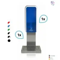 Blanc HYGIENIC SET: Desinfektionsspender SENSOR, berührungslos Blanc Cosmos versch. Farben+Edelstahlhalterung mit Auffangschale