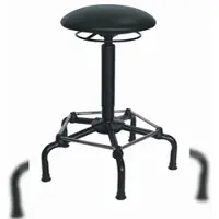 Proregal Drehhocker Atlanta, Sitzhöhe 65-84cm, Tragfähigkeit 110kg, Kunstleder-Sitz, Kunststof-Fußkreuz, Gleiter, Fußstütze, Ringauslösung, Schwarz