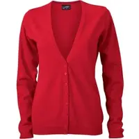 James & nicholson Damen V-Ausschnitt Cardigan JN660 red XXL
