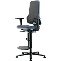 BIMOS Arbeitsdrehstuhl Neon Bodengleiter + Aufstiegshilfe ohne Polsterelement blau Permanentkontakt Per...