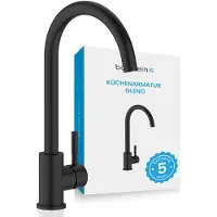 Bächlein Küchenarmatur 360 Grad schwenkbar Farbe schwarz matt – Einhand-Spültischbatterie mit 360° schwenkbarem Auslauf, Wasserhahn für die Küche in extra massiver Ausführung