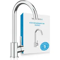 Bächlein Küchenarmatur 360 Grad schwenkbar - in Chrom – Einhand-Spültischbatterie mit 360° schwenkbarem Auslauf, Wasserhahn für die Küche