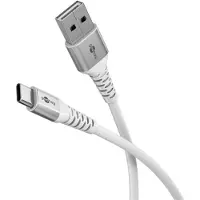 Goobay USB-C auf USB-A Supersoftes Textilkabel mit Metallsteckern, 3 m, weiß