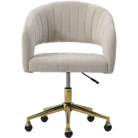 Vente-unique Bürostuhl höhenverstellbar - Samt - Beige & Goldfarben - TIRIESI