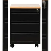 Proregal Rollcontainer Fox | 3 Schubladen | Schwanenhalsgriff | HxBxT 62x46x60 cm | Holzabdeckplatte | Schwarz