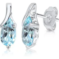 Zeeme Ohrstecker 925/- Sterling Silber Blautopas beh. hellblau 1,2cm Glänzend ZEEme Weiß