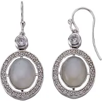 Zeeme Ohrhänger 925/- Sterling Silber Mondstein weiß 4,7cm Glänzend ZEEme Weiß