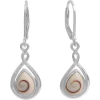 Zeeme Ohrhänger 925/- Sterling Silber Muschel weiß 3,7cm Glänzend ZEEme Weiß