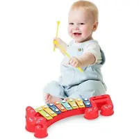 Let's Play Xylophon - Inklusive 2 Sticks - 8 nummerierte Tasten - Rot