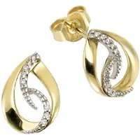 Orolino Paar Ohrstecker "Gold 585 zweifarbig mit 16 Brillanten zus. 0,06ct.", bunt (mehrfarbig, weiß), Ohrringe, Damen, one-size, 0,06 SI = kleine Einschlüsse, Gold, Paar Ohrstecker