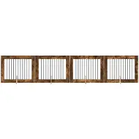 Syfax Hundetor mit Ständern 4 pcs Geräucherte Eiche 100 x 80 cm