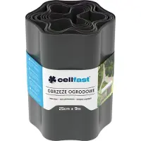 Cellfast Rasenkante Gewellt Gartenzaun Beeteinfasung Mähkante Garten Palisade Wurzelsperre Kunststoff 25cm x 9m (Graphit)