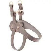 Ferribiella Verstellbares, bequemes Hundegeschirr aus Leder - Rosa und Grau / S