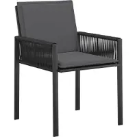 vidaXL Gartenstühle 2 Stk. Schwarz und Dunkelgrau Poly-Rattan