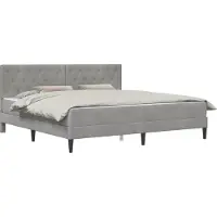 vidaXL Bettgestell mit Matratze Hellgrau 180 x 200 cm Samt