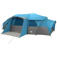 vidaXL Familienzelt mit Regenschutz wasserdicht Blau 18-Personen