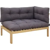 vidaXL Ecksofa Einheit Helles Akazie und Dunkelgrau Akazienholz