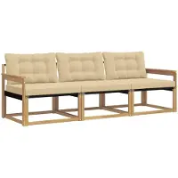 vidaXL Outdoor-Sofagarnitur 3 Stk. Weiß und Beige