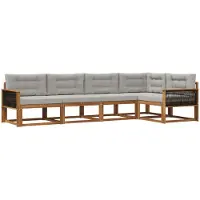 vidaXL Outdoor-Sofagarnitur 5 stk. Natur und Hellgrau