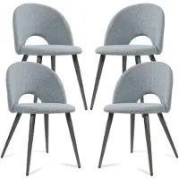 En.casa Esszimmerstuhl ’Karijoki’ 4er Set Polsterstühle Webstoff Metallbeine 77 x 50 x 55 cm Grau
