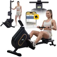 Hop-Sport HOP SPORT HS-085R Magnetisches Rudergerät für Zuhause mit 16 Widerstandsstufen, Leises stabiles Heimrudergerät für Cardio-Training mit App bis 120 kg