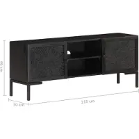 vidaXL TV-Schrank Schwarz 115x30x46 cm Massivholz Mango