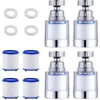 OEM 4-Stück Wasserfilterentkalker für Wasserhahn - drehbare Wasserhahnfilter - transparent - für Küche zu Hause Bad und Waschbecken