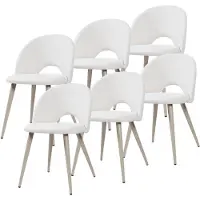 En.casa Esszimmerstuhl ’Karijoki’ 6er Set Polsterstühle Webstoff Metallbeine 77 x 50 x 55 cm Beige