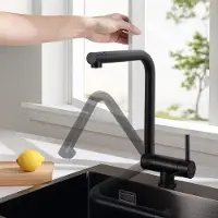 OEM Flexibele, 360° drehbar, 180° faltsicher, schwarzer Küchenhahn aus Edelstahl