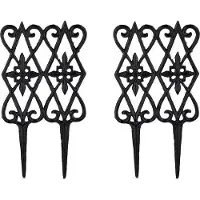 OEM Gartenzaun 2 Teile - 36 x 17,5 cm - dekorativer Zaun - Gusseisen - schwarz