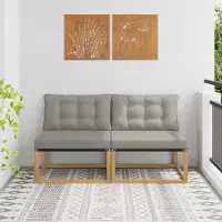 vidaXL Möbel Outdoor Mittelsofa Massives Akazienholz und Textilene WeißGartenstühle - Gartenstühle c8620