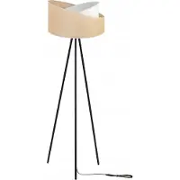 Light11 HOME Stehlampe, Dreibein, Metall, Lampenschirm, Jute, 45 cm