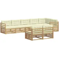 vidaXL Outdoor-Sofagarnitur 8 stk. Weiß und Creme Polyester