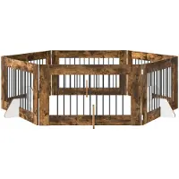 Syfax Hundetor mit Ständern 6 pcs Geräucherte Eiche 100 x 60 cm
