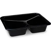 Papstar Menüschalen Circulware by Havel, Mehrweg, 3-geteilt, mikrowellen- & spülmaschinengeeignet, recycelbar, L 227 x B 178 x H 45 mm, PP, schwarz, 20 Stück
