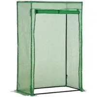 MODFU Gewächshaus mit aufrollbarer Tür Dunkelgrün 100x50x150 cm aus Stahlrahmen und Kunststoffhülle UV-beständig platzsparend für Balkon und Garten