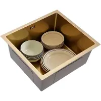 GreatDEshop2021 Küchenspüle, 50*45 cm Spüle mit Abflussfilter Edelstahl, 201 Edelstahl Spülbecken für offene Küchen, Gold