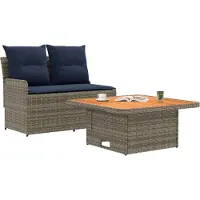 vidaXL Garten Armlehnen Sofa mit Klapptisch 2 Stück PE-Rattan