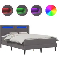 vidaXL Bettgestell mit Matratze Grau 140 x 200 cm Kunstleder