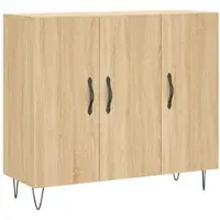 Helloshop26 - Buffet Sideboard Kommode Kleiderschrank Aufbewahrungsmöbel Organizer Küche Wohnzimmer Sonoma-Eiche 90 x 34 x 80 cm 02_0031730